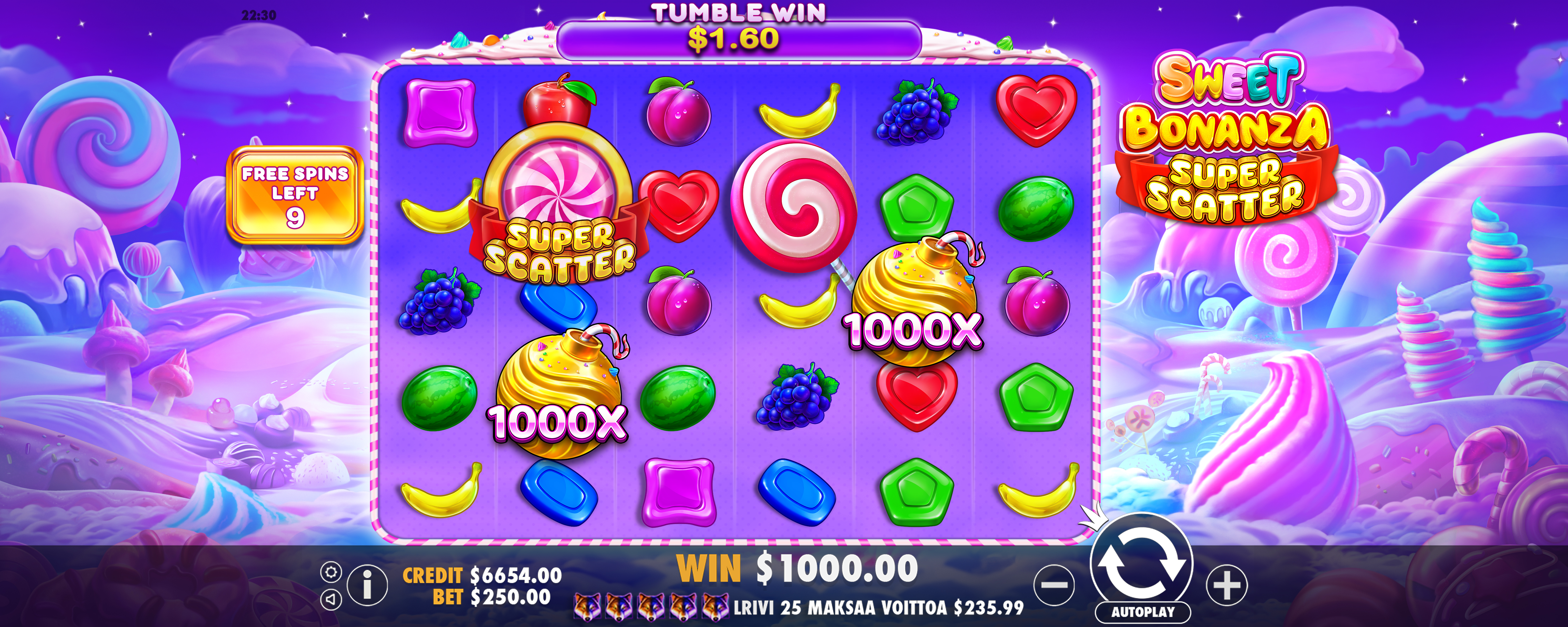 Sweet Bonanza Super Scatter - screenshot with slot description 7